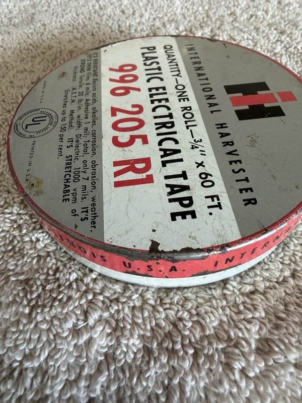 Vintage International Harvester Tractor Plastic Electrical Tape Metal &Tape Rare gallery