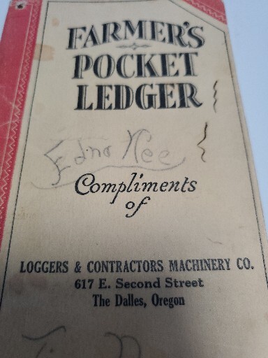 JOHN DEERE CO 1936-37 Branch And Factories List The Dalles, OR POCKET LEDGER