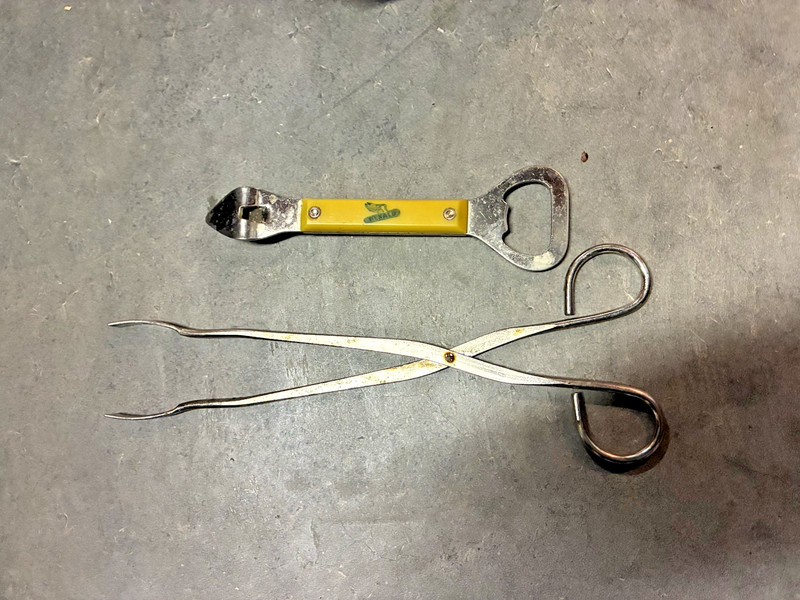 Dekalb Seed Co Advertising Can & Bottle Opener + Canning or Tube Tongs, Vintage