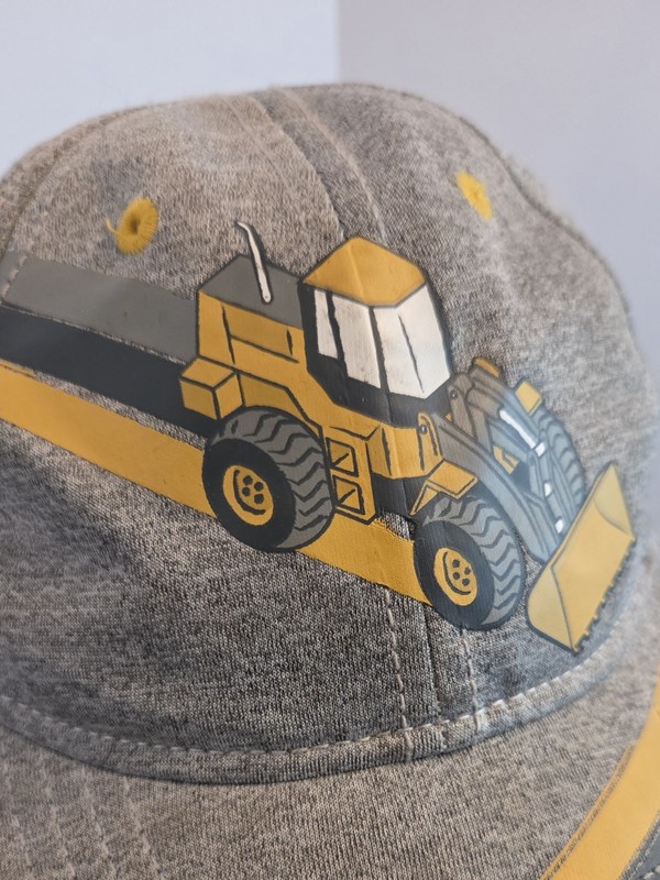 John Deere Toddler Elasticback Soft Baseball Style Cap Hat Gray Yellow Bulldozer gallery