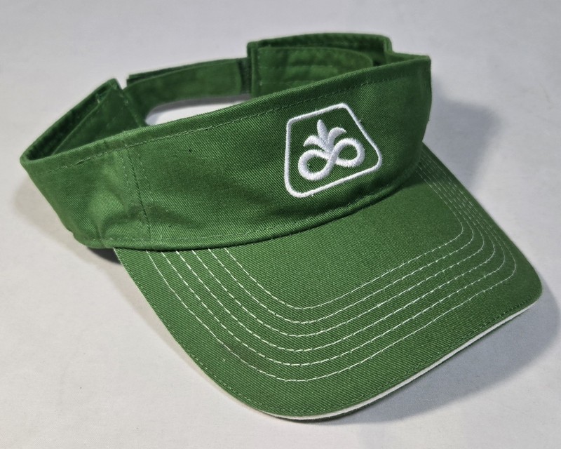 GREEN NEW PIONEER SEED CORN VISOR 100% COTTON FITS 6 AND UP WHITE EMBROIDERY
