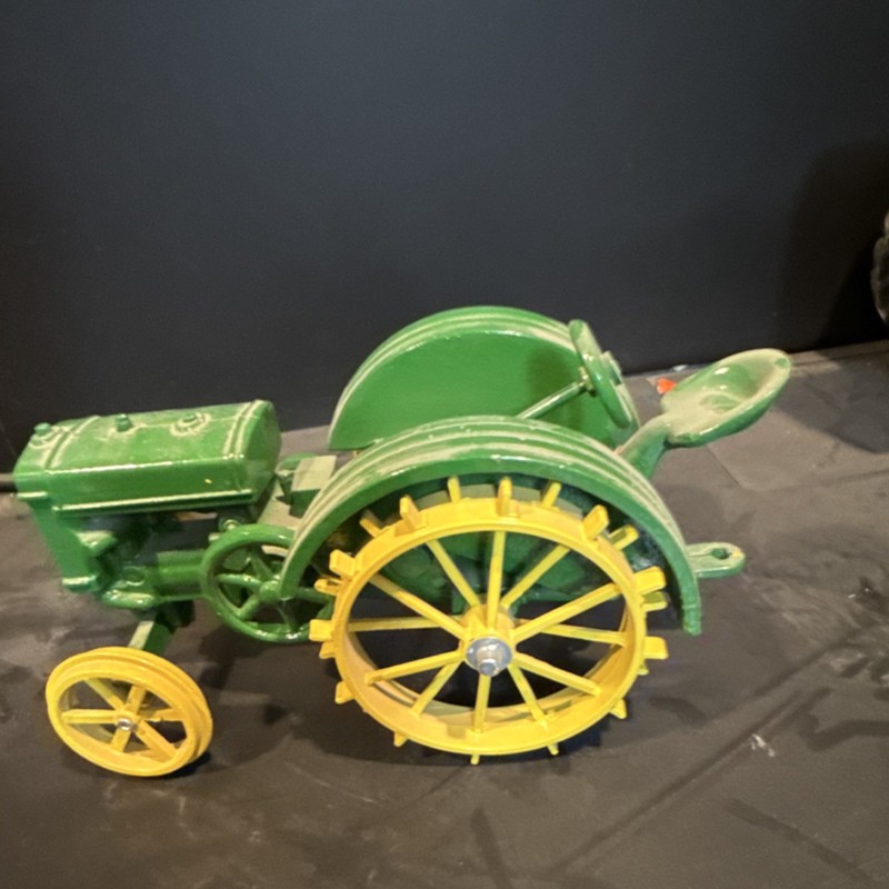 John Deere Green Yellow Cast Iron Toy Tractor Agriculture Theme
