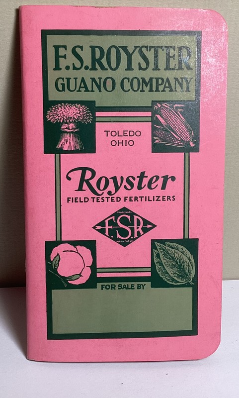 1933-34 CALENDAR F.S. ROYSTER GUANO CO. TOLEDO OHIO POCKET MEMO BOOKLET UNUSED