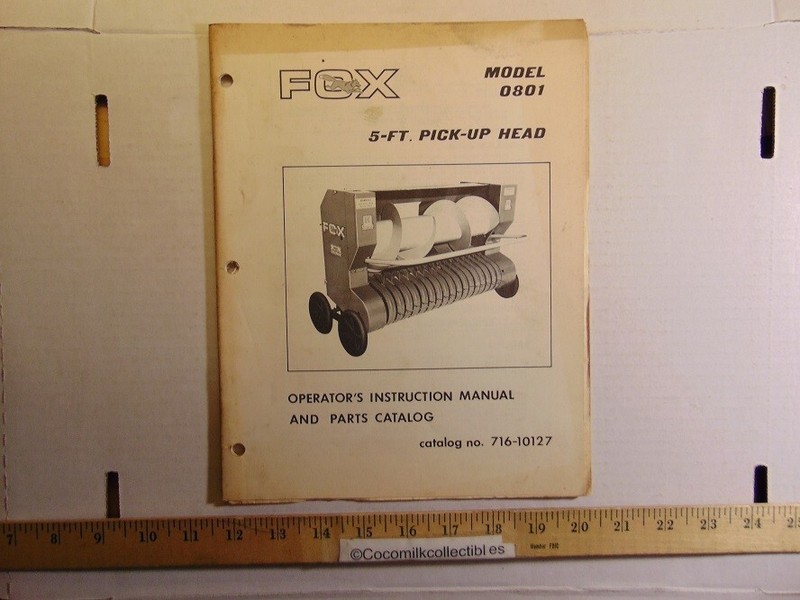 Vintage Fox Model 0801 5-Ft Pick-Up Head Manual & Parts Catalog