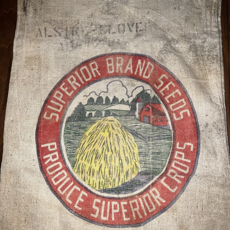 Vintage 50s 60s Central State Seed Service Lima Oh Farm Cloth Seed Bag gallery