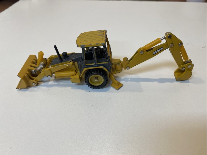 John Deere Metal Tractor excavator Yellow Black ERTL Missing Front Wheels B49