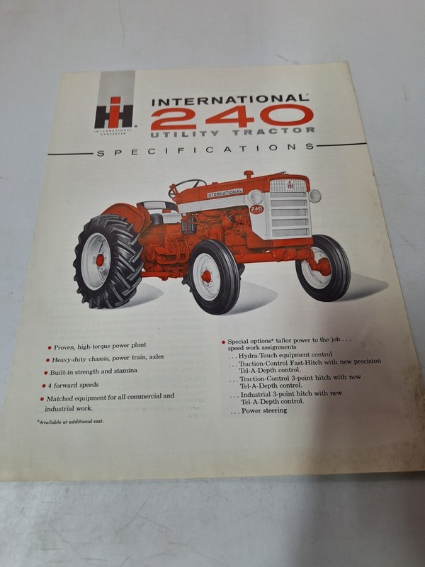 Vintage IH International Harvester 240 Utility Tractor Sales Brochure Pamphlet