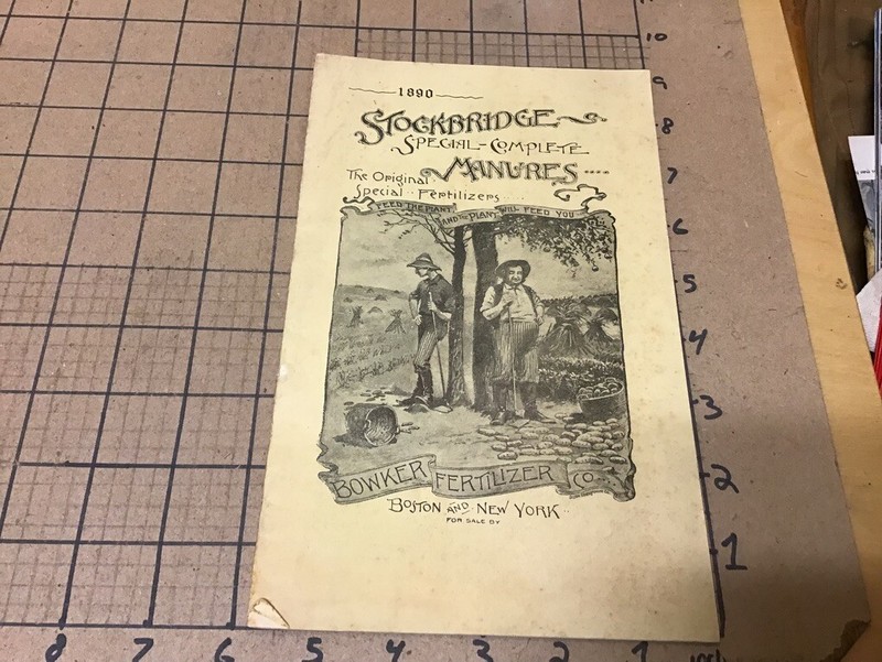 Vintage Orig Booklet: 1890 STOCKBRIDGE MANURES – original fertilizers; 26pgs