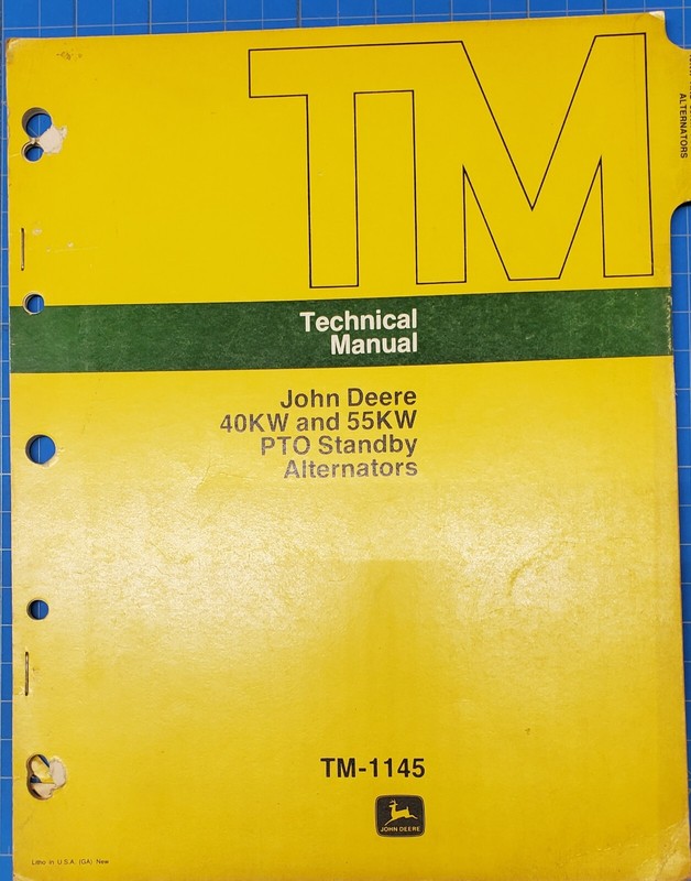John Deere PTO Standby Alternators TM1145 Technical Manual