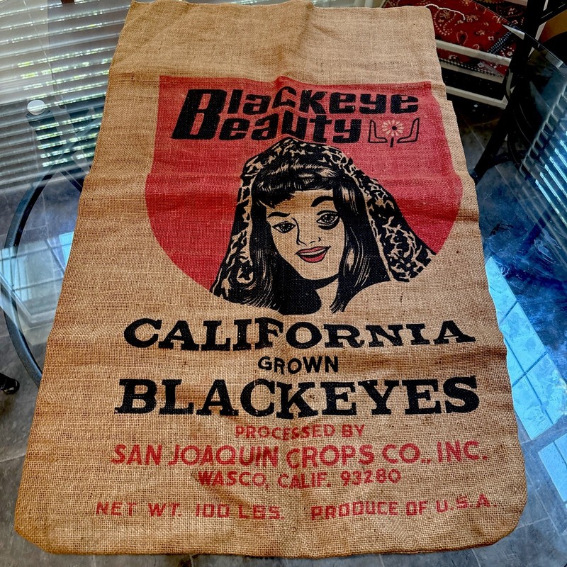 Vintage Blackeye Beauty Burlap Seed Sack Wasco California Great Graphics GA29