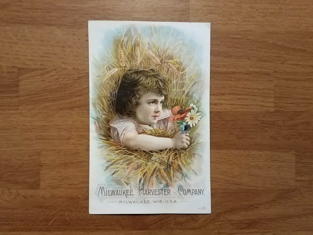 Vintage 1900s Milwaukee Harvester Binder Mower Advertising Victorian Trade Card
