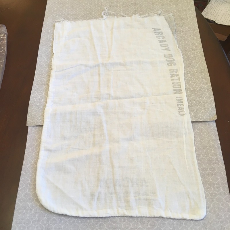 Vintage ARCADY Dog Food Cloth Feed Bag Chicago Illinois, 11 1/2" x 19", VGUC! gallery