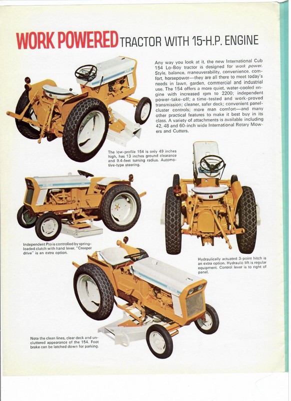 International Cub 154 Lo-Boy Lawn Tractor Advertising Brochure gallery