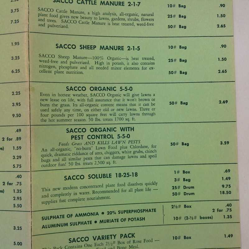 Vtg SACCO Smith Agricultural Chemical Co 1959 Retail Price List Zone 1 Midwest gallery