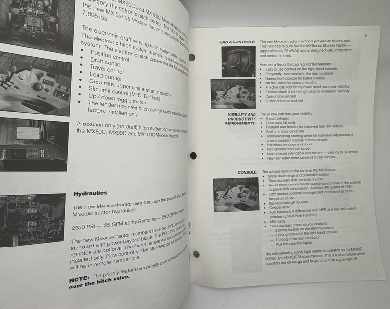Case IH Maxxum MX80C, MX90C, MX100C Tractor Product Info Pamphlet 1998 gallery