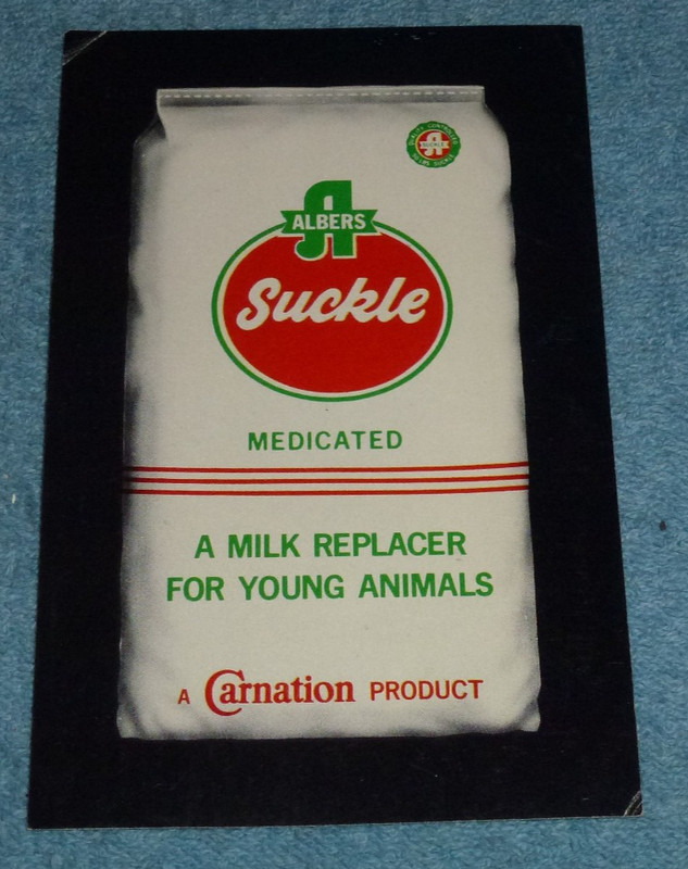 Vtg Albers Suckle Medicated Milk Replacer Carnation Product Advertising Card