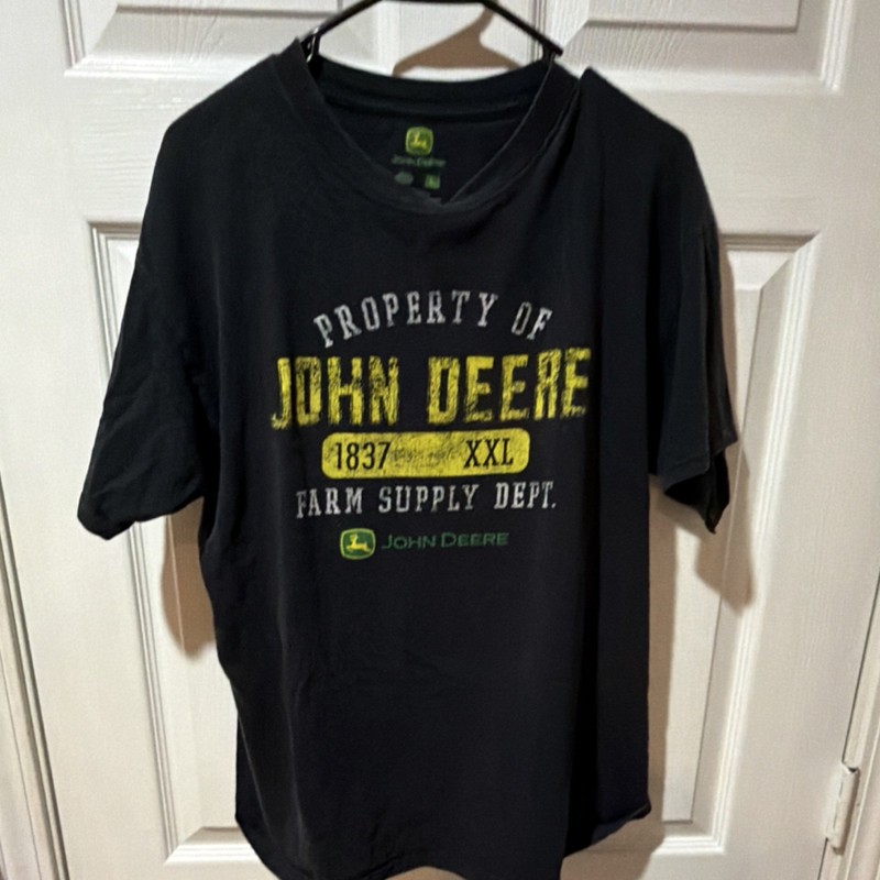 John Deere Black T-Shirt Farm Supply Dept Logo Agriculture