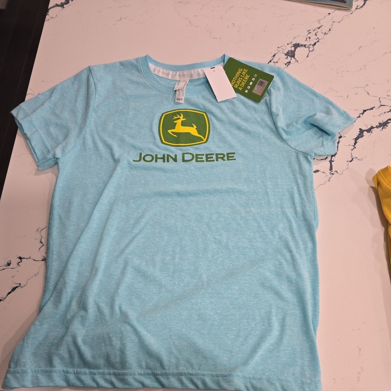 John Deere Women’s Ladies T Shirt Short Sleeve Glitter Sparkles Blue S Small