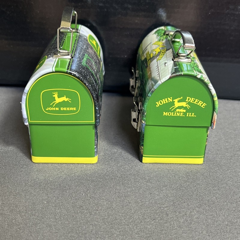 Lot of 2 John Deere Mini Tin Lunch Boxes - Green Tractors 2006 gallery