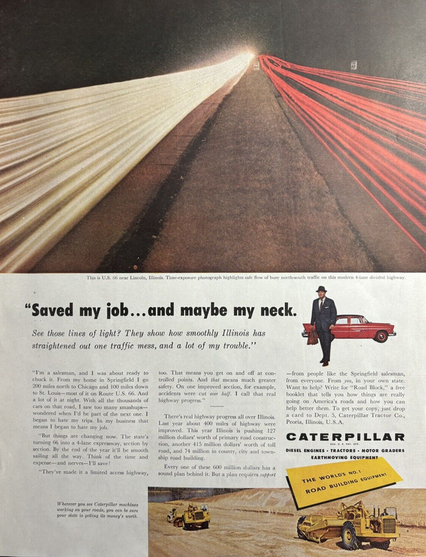 1956 Caterpillar Diesel Tractors Graders Engines Traffic Saved Life VTG Print Ad