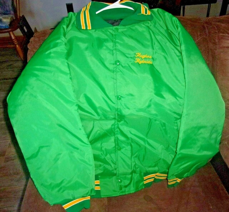 Vintage HUGHES HYBRIDS Green Jacket/Coat, Farmer Ag, Men’s XXL, Badger Jackets