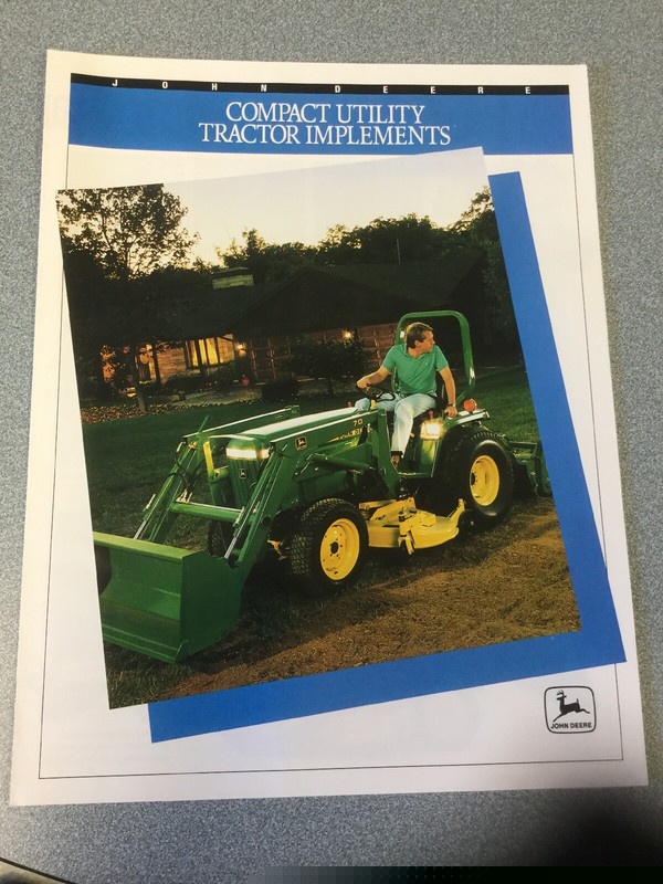 John Deere Compact Utility Tractor Implements 4 Pages – 1992 Sales Brochure
