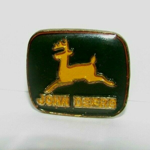 John Deere 1968-2000 Leaping Deer Trademark Logo Hat Lapel Pin Black jd 1"