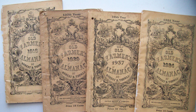 4 Old Farmer’s Almanacs 1918, ’24, ’29, ’37