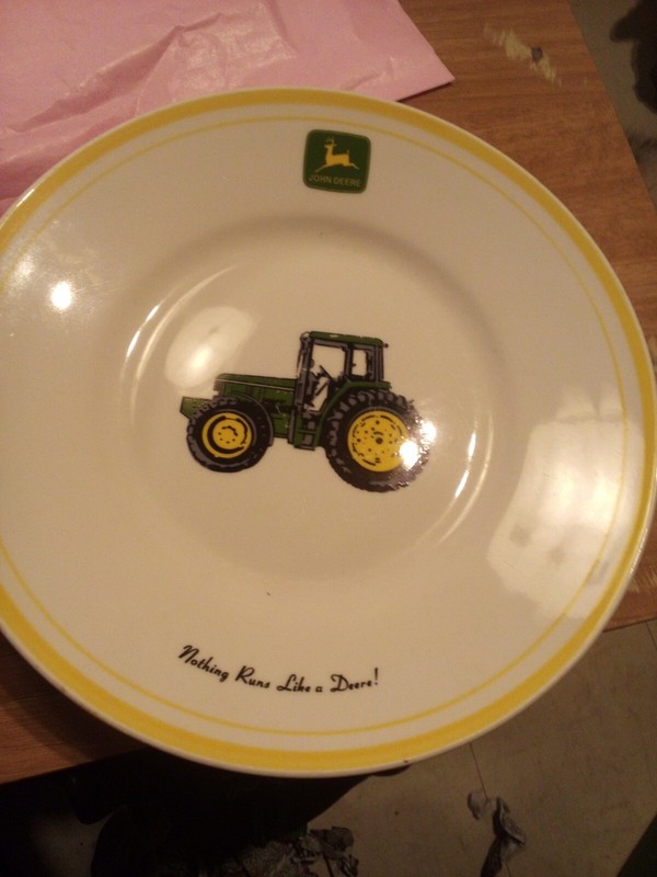 Tractor John Deere Plate ,Yellow Border