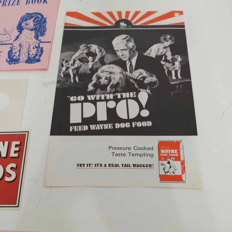 Vintage Wayne Feeds Dog Food advertising lot gallery