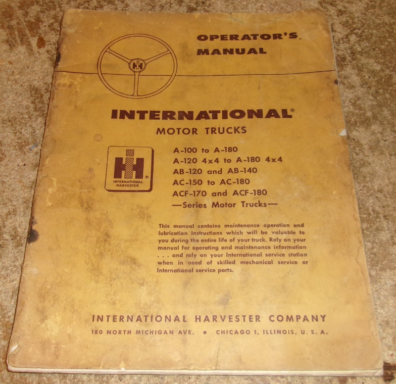 1957 international motor trucks operators manual in good shape used