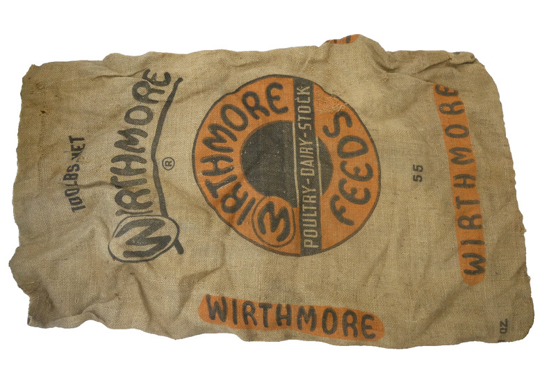 Wirthmore Poultry-Dairy-Stock Feeds Bag Burlap 100lb Sack Advertising