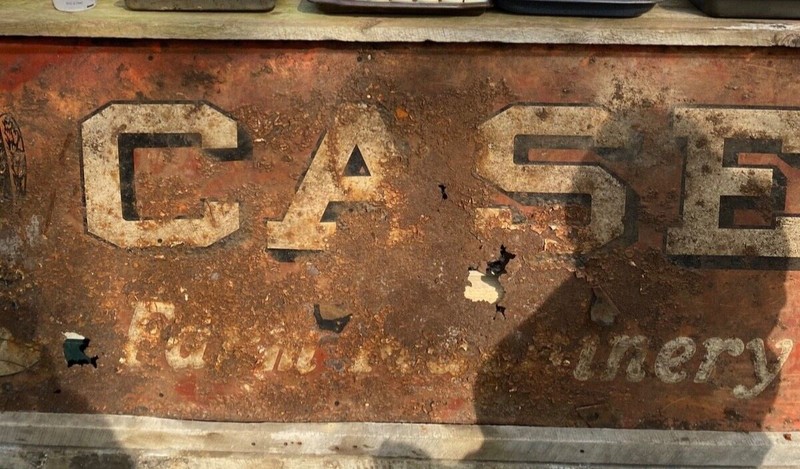 Vintage CASE Farm Machinery Sign 1920-30's Eagle GAS OIL SODA COLA Patina 72x30 gallery