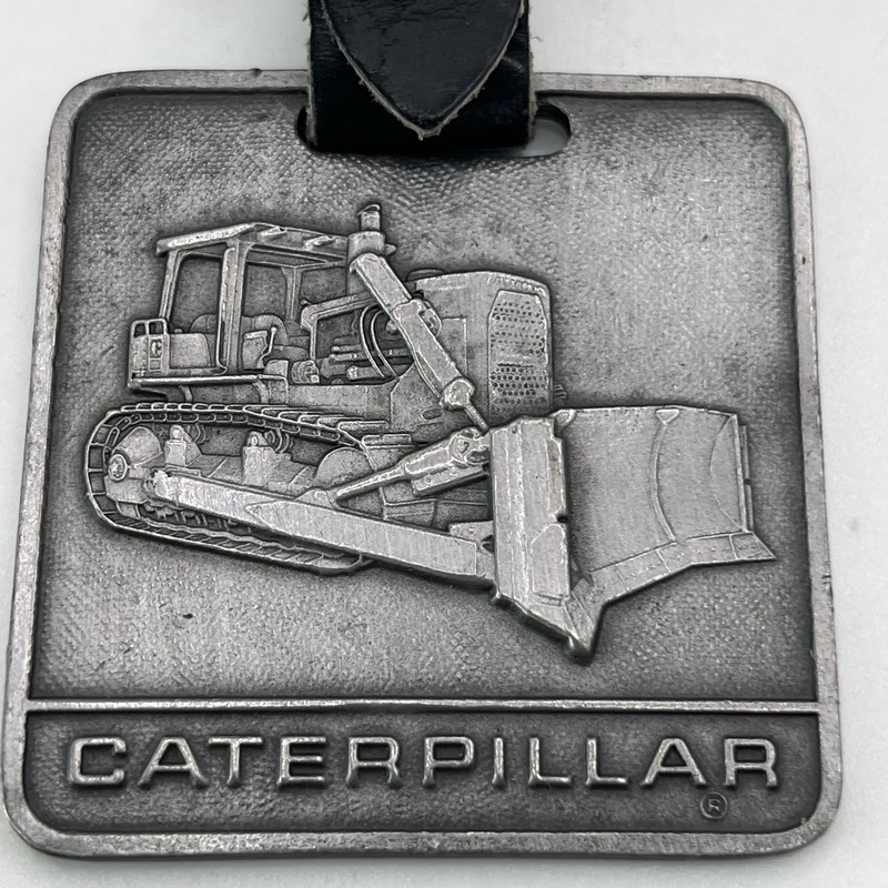 ~ Vintage Caterpillar Crawler Bulldozer Tractor Pocket Watch Fob / Leather Strap