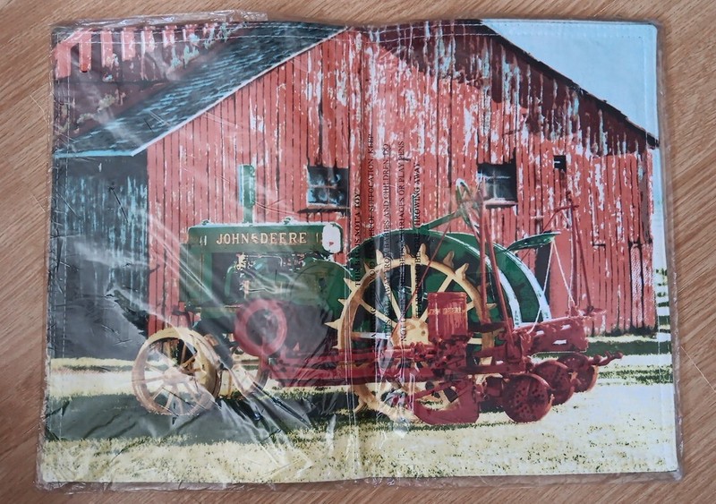 Pair Vintage John Deere Cloth Placemats NOS Red Barn