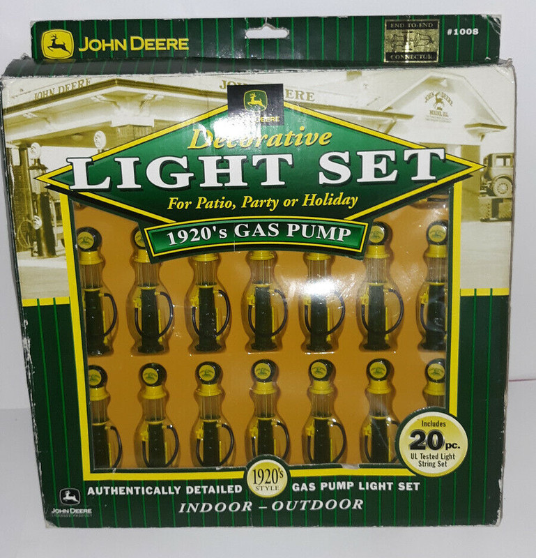 John Deere 20pc Decorative Lights 1920’s Gas Pumps String Party Patio In Or Out