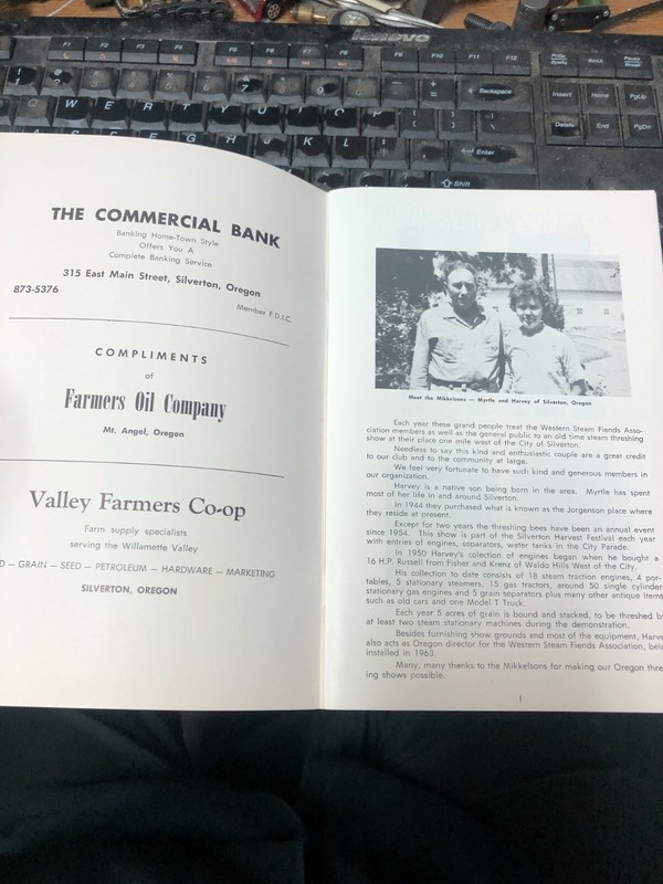 OLD VINTAGE WILLEMETTE VALLEY Harvey Mikkelson Threshing Bee program 1966 gallery