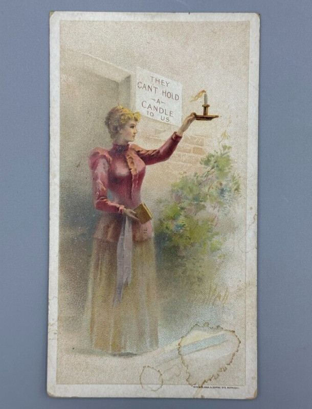1880s EMPIRE DRILL Victorian Candle FARM Advertising Trade Card SHORTSVILLE NY