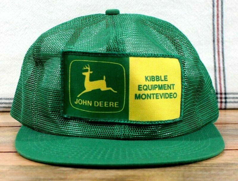 Vintage John Deere Big Patch K Products Trucker Snapback Hat Cap Made in USA