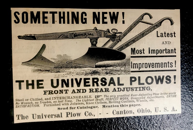 1886 The Universal Plow Co Farm Engraving Advertising – Canton – Ohio
