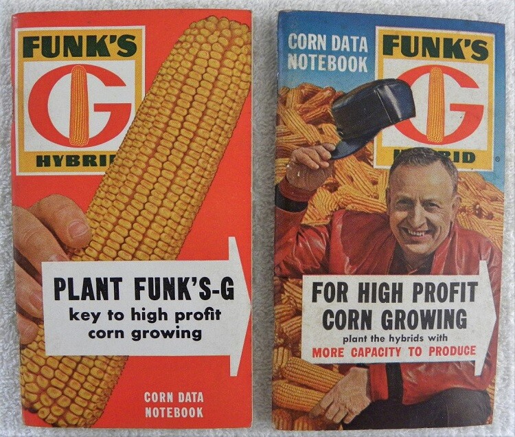 2 Old Funks G Hybrid Seed Corn Farm Data Notebook, Funk’s 1964,1965