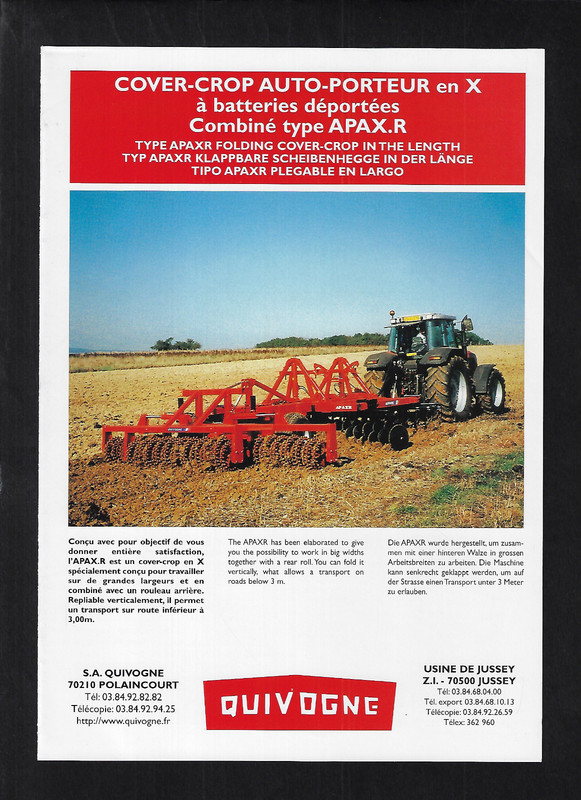 QUIVOGNE APAXR FOLDING COVER CROP IN THE LENGTH 4 PAGE BROCHURE