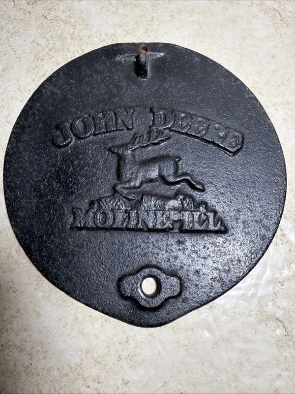 vintage John Deere Moline ILL Old Time Cast Iron Planter Lid