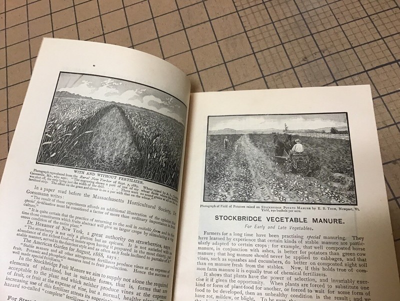 Vintage Orig Booklet: 1890 STOCKBRIDGE MANURES - original fertilizers; 26pgs gallery