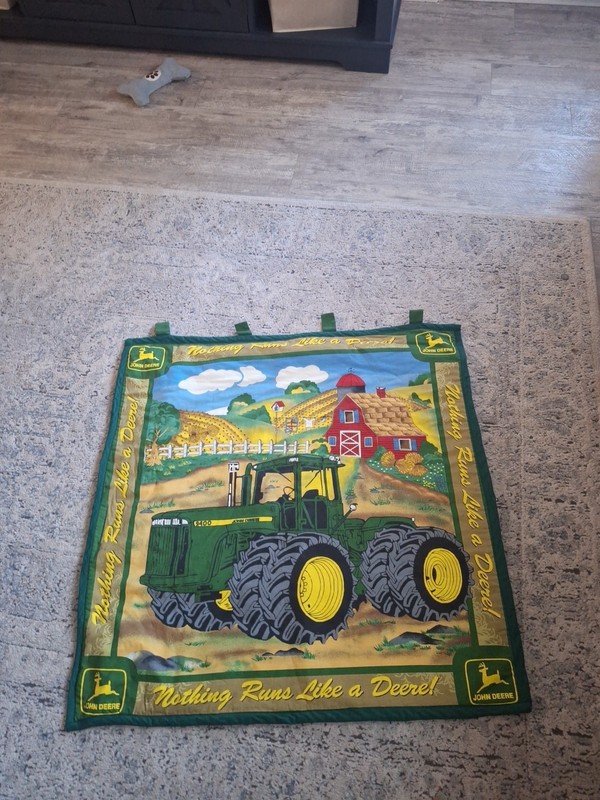 John Deere Tractor Wall Hanging Quilted Flag Tapestry 31” X 31” Barn Farm