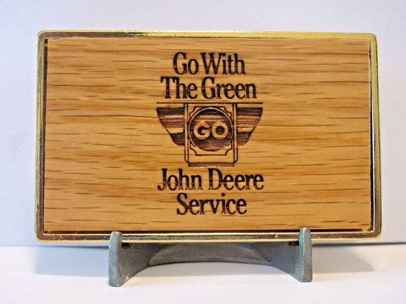 1986 John Deere Service Go With The Green Stoplight Wood Brass Belt Buckle Lt Ed
