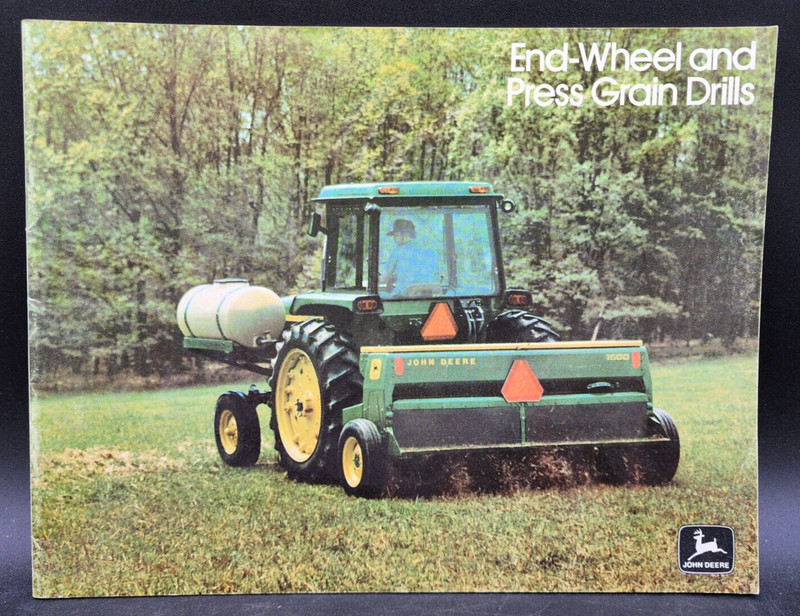 1975 John Deere End Wheel Press Grain Drills Seeder Dealer Sales Brochure 44pgs