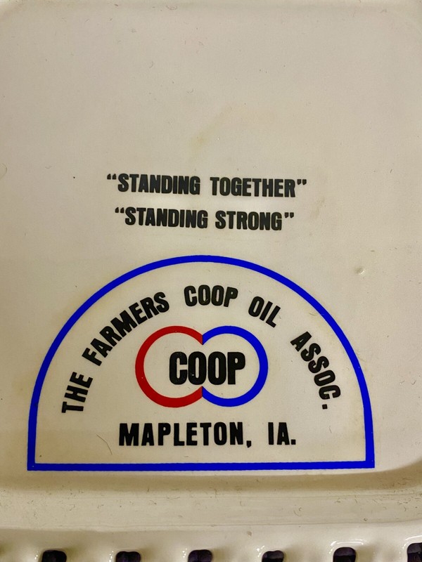 Rare Co-oP Oil Advertising Large Ceramic ASHTRAY..NOS & NICE! Mapleton Iowa Coop gallery