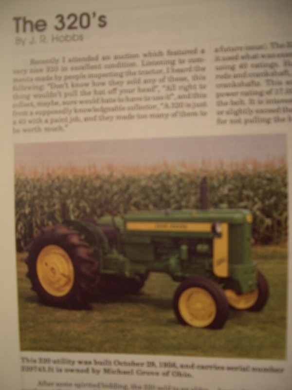 John Deere model 320 Tractor GREEN Magazine March 1993
