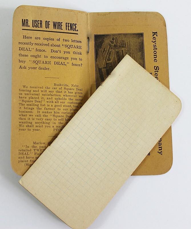 1910s Keystone Steel and Wire Co Square Deal Fence Advertising Notebook gallery